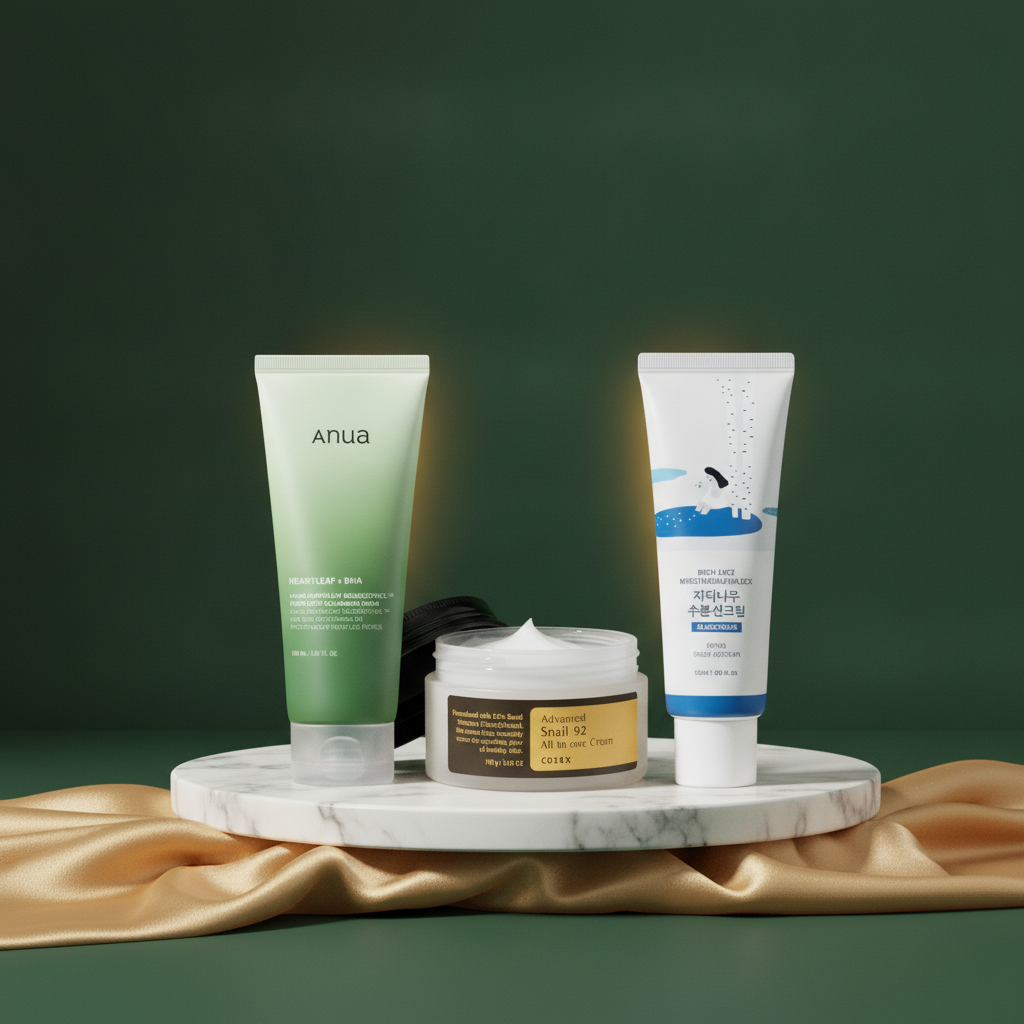 Pack Routine Complète Flora — Anua, COSRX Snail 92, Round Lab SPF 45